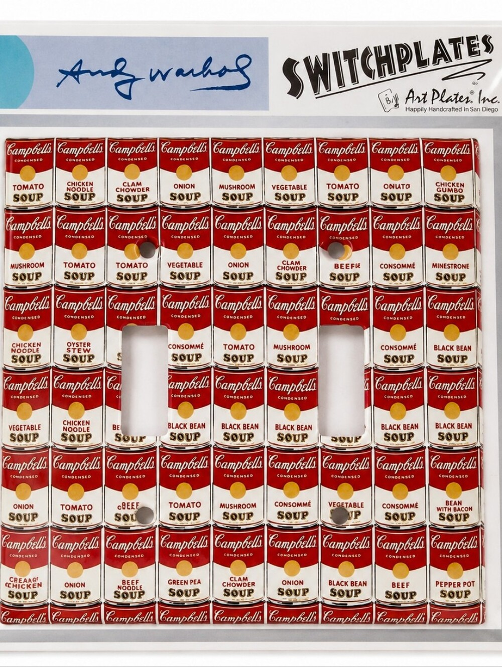 Andy Warhol Campbell's Soup Double Light Switch Plate Cover Sealed Licensed Art